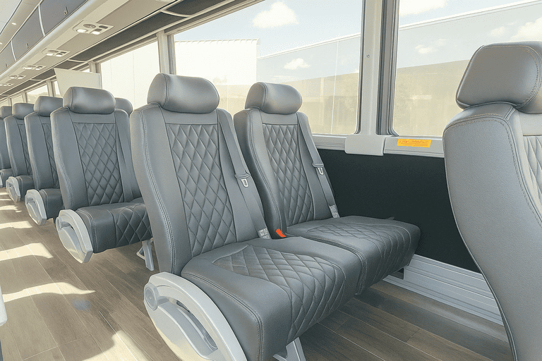 interior of Sioux City Minibus Company charter bus